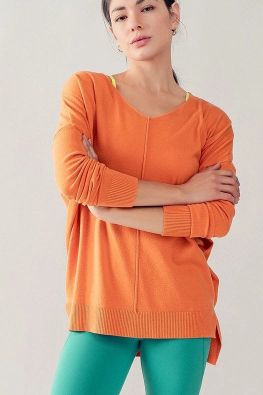 Soft High-Low Tunic Sweater TANGERINE-Sweater-Urban Daizy-S-TANGERINE-Urbanheer