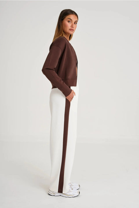 Soft Luxury Contrast Wide Leg Track Pant