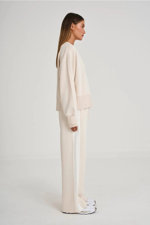 Soft Luxury Contrast Wide Leg Track Pant