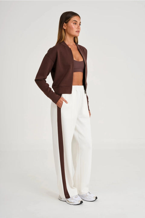 Soft Luxury Contrast Wide Leg Track Pant