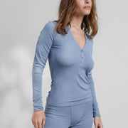 Soft Modal Rib V-Neck Henley Immersed Pastoral Blue-Top-LUNYA-XL-Pastoral Blue-Urbanheer