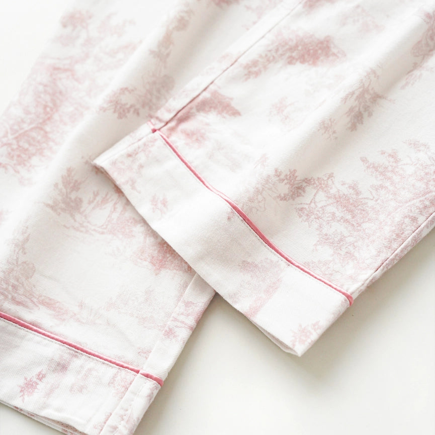 Soft Pink Toile Print Loungewear – Fall & Winter Cozy-Set-DrifWoo-S-Urbanheer