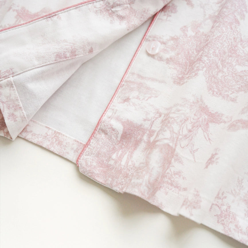 Soft Pink Toile Print Loungewear – Fall & Winter Cozy-Set-DrifWoo-S-Urbanheer