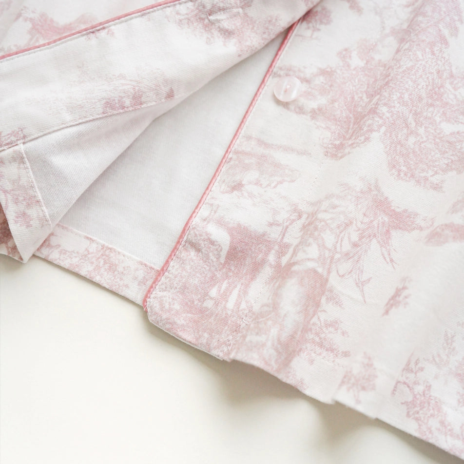 Soft Pink Toile Print Loungewear – Spring Cozy Homewear-Set-DrifWoo-L-Urbanheer