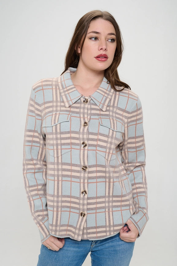 Soft Sky Checkered Knit Coat-Coat-Baciano-S-Urbanheer
