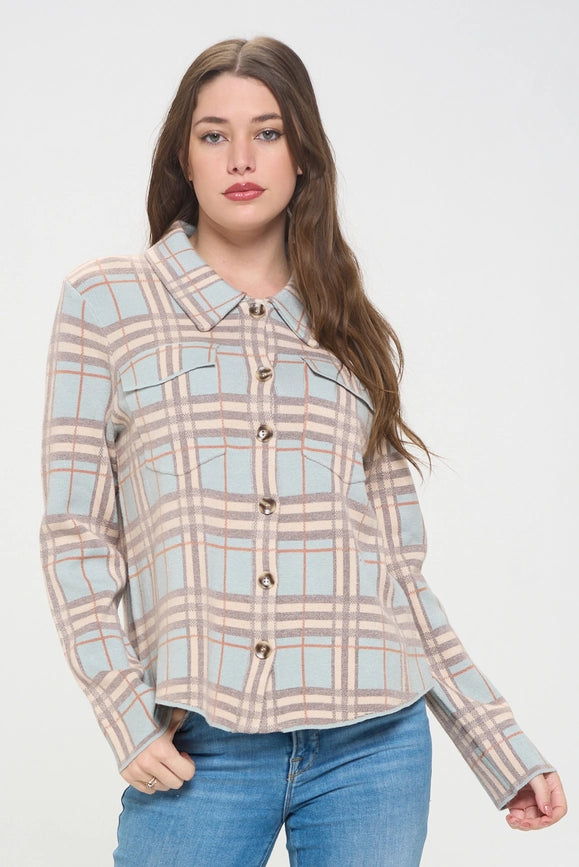 Soft Sky Checkered Knit Coat-Coat-Baciano-S-Urbanheer