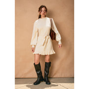 Softy Cloudy Ruffled Sweater Mini Dress