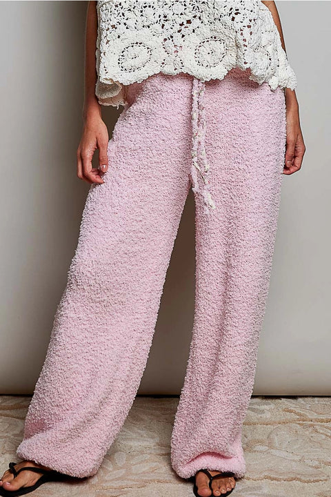 Solid Adjustable Drawstring Waist Casual Sweater Pants
