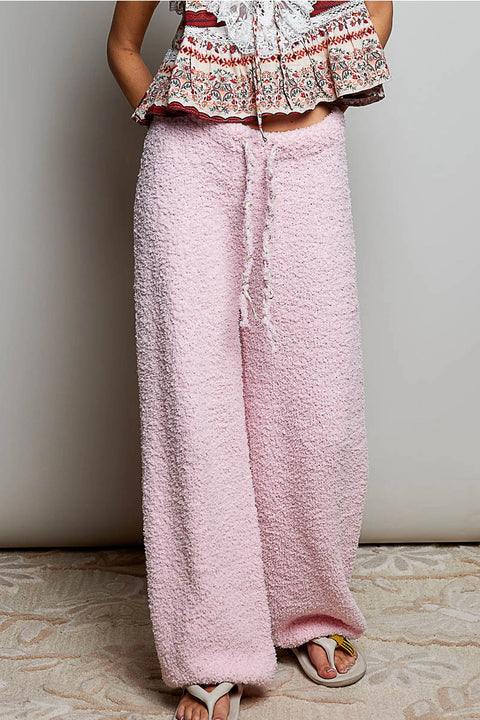 Solid Adjustable Drawstring Waist Casual Sweater Pants