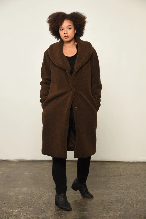 Solid Button(S) Closure Coat in Brown-Coat-Baciano-XL-Brown-Urbanheer