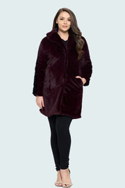 Solid Button(S) Closure Coat in Burgundy-Coat-Baciano-S-Urbanheer