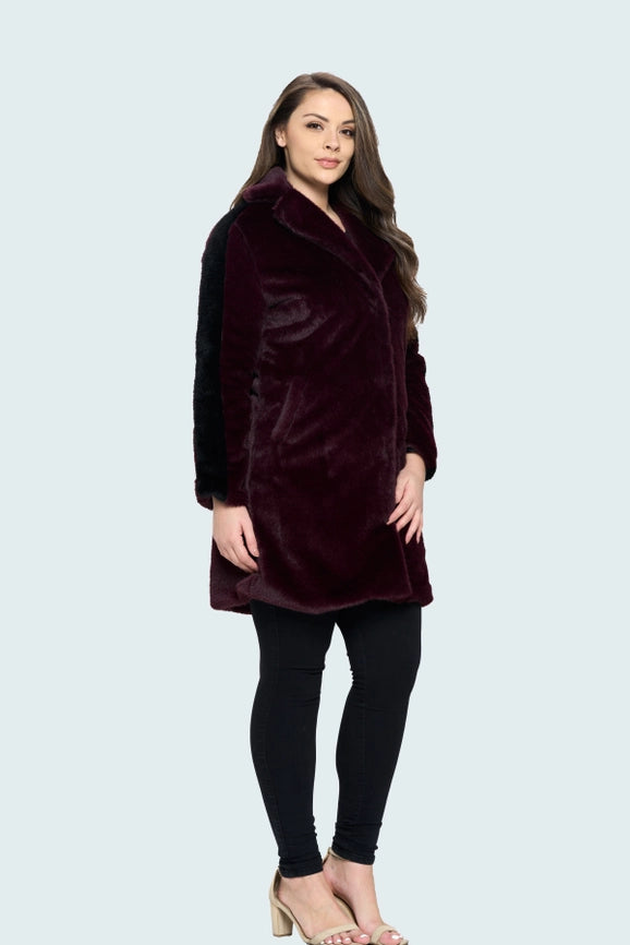 Solid Button(S) Closure Coat in Burgundy-Coat-Baciano-S-Urbanheer