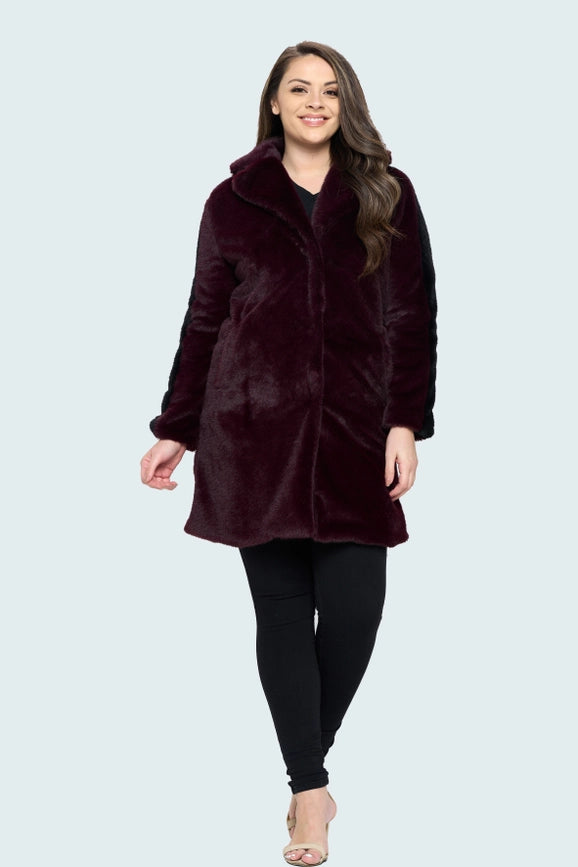 Solid Button(S) Closure Coat in Burgundy-Coat-Baciano-S-Urbanheer