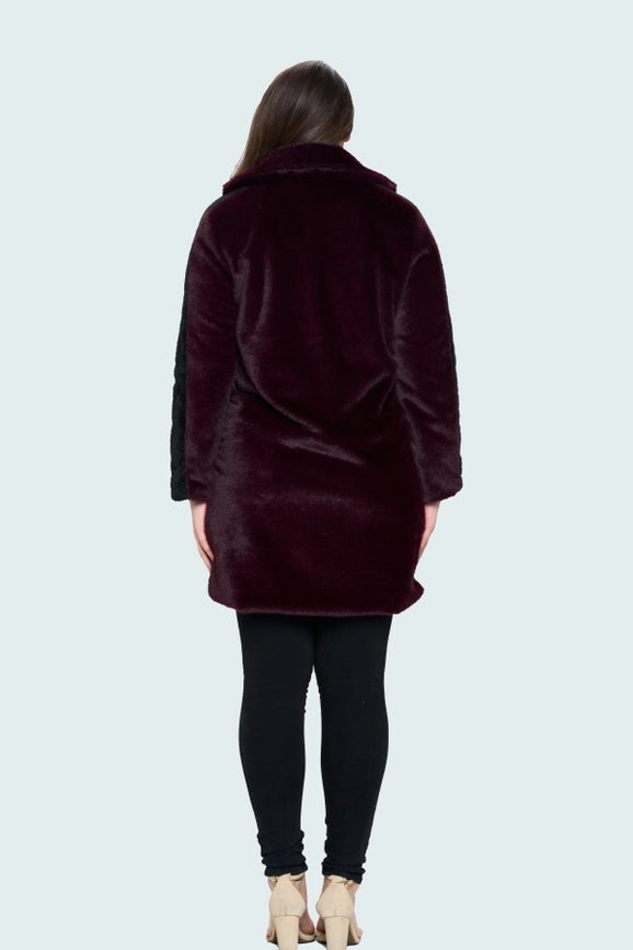 Solid Button(S) Closure Coat in Burgundy-Coat-Baciano-S-Urbanheer