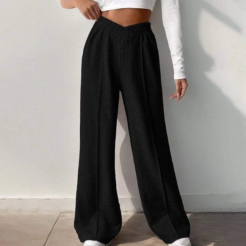 Solid Color Casual Elastic High-Waisted Wide-Leg Pants-Pants-Halibuyfashion-S-BLACK-Urbanheer
