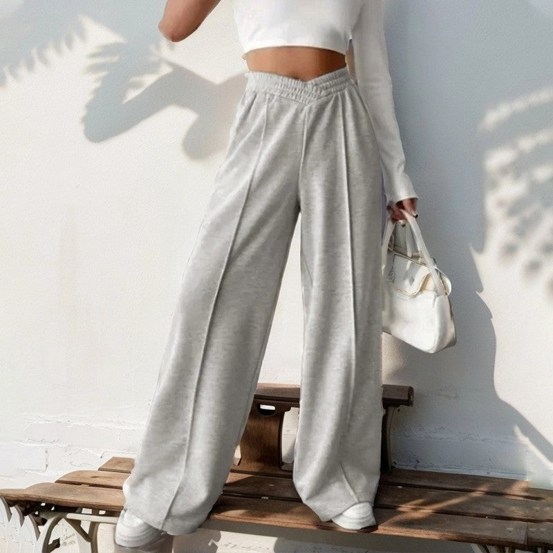 Solid Color Casual Elastic High-Waisted Wide-Leg Pants-Pants-Halibuyfashion-S-BLACK-Urbanheer
