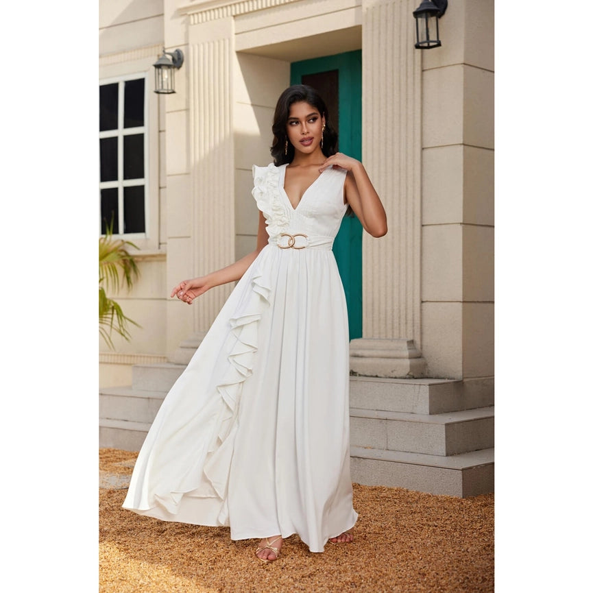Solid Color Maxi Dress-Dress-Chicways-S-WHITE-Urbanheer