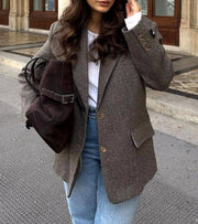 Solid Color Single Breasted Woolen Suit Jacket-Jacket-Rosa Clothing-S-Grey-Urbanheer