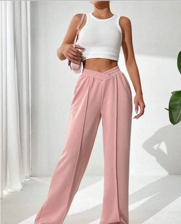 Solid Color Trendy Loose Style Wide-Leg Pants-Pants-Sweetkama-S-Pink-Urbanheer