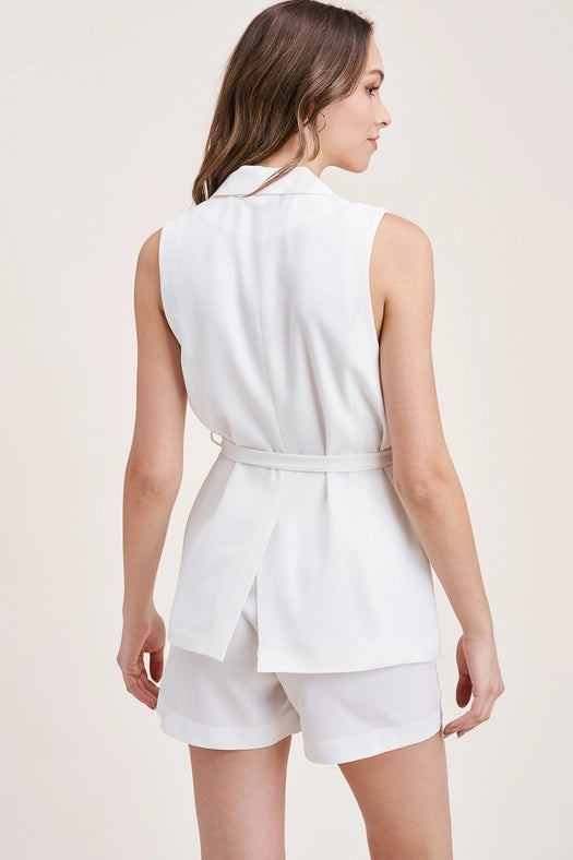 Solid Color Vest with Tie On Waist WHITE-Vest-One n' More Inc.-S-WHITE-Urbanheer