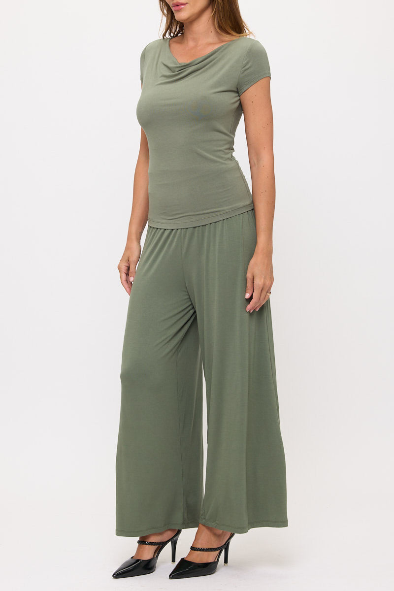 Solid Cowl Neck Top-2