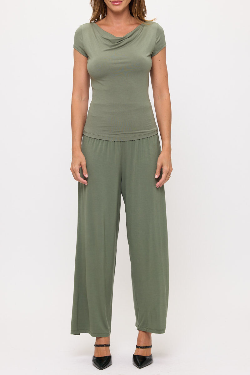 Solid Cowl Neck Top-3