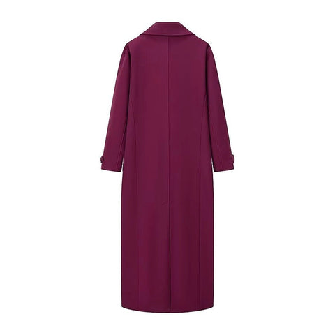 Solid Double Breasted Long Tweed Coats-Coat-Rosa Clothing-S-Rose_red-Urbanheer