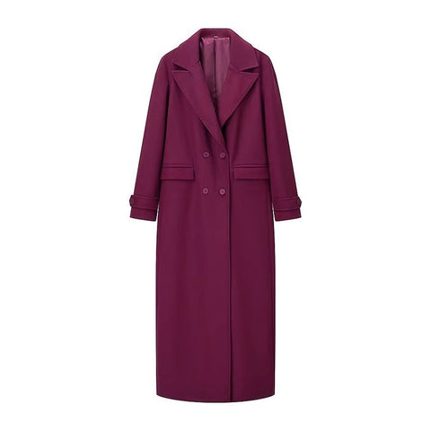 Solid Double Breasted Long Tweed Coats-Coat-Rosa Clothing-S-Rose_red-Urbanheer
