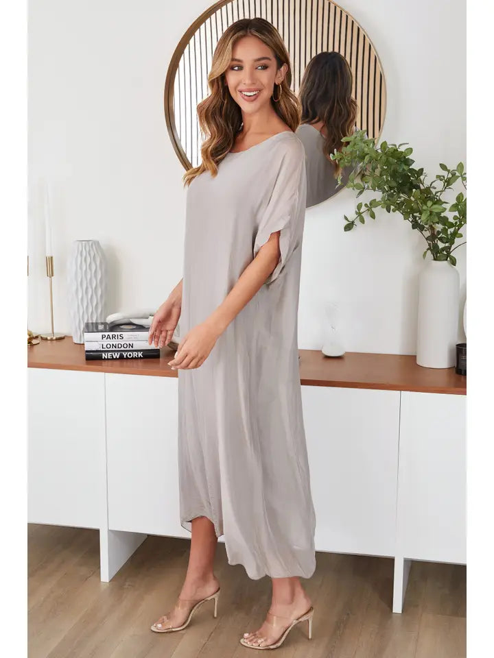 Solid Kaftan Silk Dress Mocha-Dress-MILIO MILANO-XS-Mocha-Urbanheer