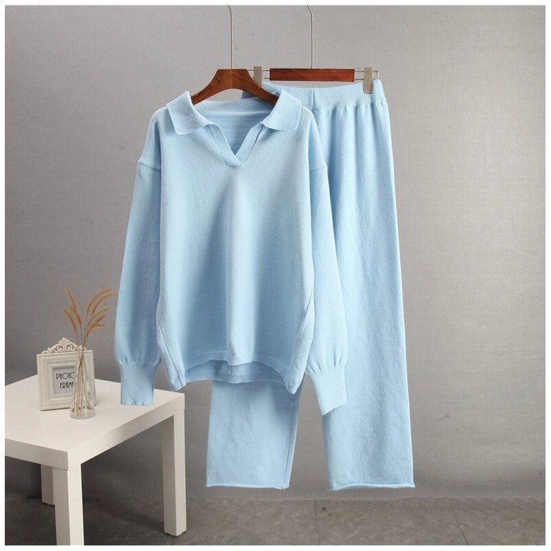 Solid Knit Sweater and Wide Leg Pants Set-Set-Halibuyfashion-One_size-LIGHT BLUE-Urbanheer