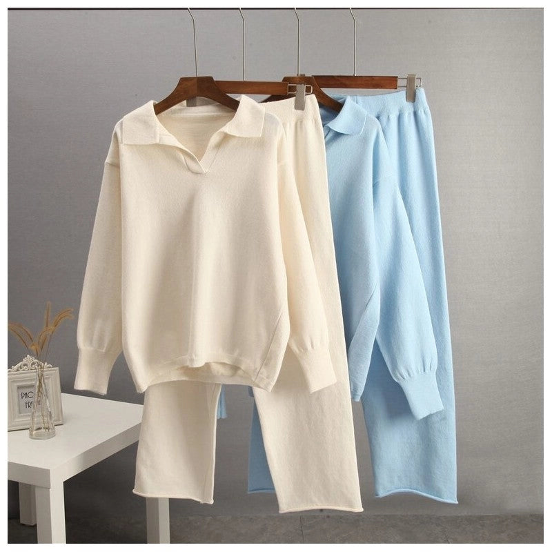 Solid Knit Sweater and Wide Leg Pants Set-Set-Halibuyfashion-One_size-OYSTER WHITE-Urbanheer