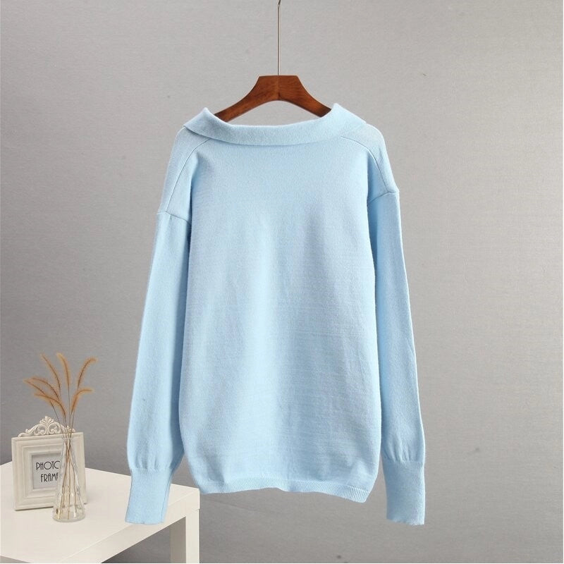 Solid Knit Sweater and Wide Leg Pants Set-Set-Halibuyfashion-One_size-LIGHT BLUE-Urbanheer