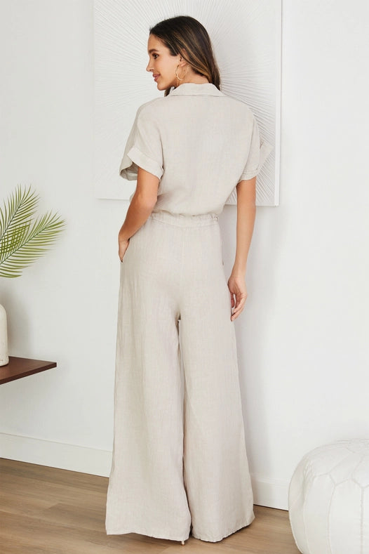 Solid Linen Roll Up Sleeve Waist Jumpsuit Bei-Jumpsuit-VENTI6-S-Urbanheer