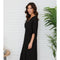 Solid Linen V-Neck Dolman Maxi Dress Black-Dress-MILIO MILANO-XS-Black-Urbanheer