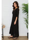 Solid Linen V-Neck Dolman Maxi Dress Black-Dress-MILIO MILANO-XS-Black-Urbanheer