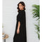 Solid Linen V-Neck Dolman Maxi Dress Black-Dress-MILIO MILANO-XS-Black-Urbanheer
