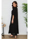 Solid Linen V-Neck Dolman Maxi Dress Black-Dress-MILIO MILANO-XS-Black-Urbanheer