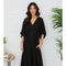 Solid Linen V-Neck Dolman Maxi Dress Black-Dress-MILIO MILANO-XS-Black-Urbanheer