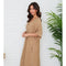 Solid Linen V-Neck Dolman Maxi Dress Camel-Dress-MILIO MILANO-XS-Camel-Urbanheer