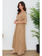 Solid Linen V-Neck Dolman Maxi Dress Camel-Dress-MILIO MILANO-XS-Camel-Urbanheer