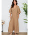 Solid Linen V-Neck Dolman Maxi Dress Camel-Dress-MILIO MILANO-XS-Camel-Urbanheer