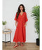 Solid Linen V-Neck Dolman Maxi Dress Red Flame-Dress-MILIO MILANO-XS-Red Flame-Urbanheer