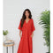 Solid Linen V-Neck Dolman Maxi Dress Red Flame-Dress-MILIO MILANO-XS-Red Flame-Urbanheer