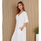 Solid Linen V-Neck Dolman Maxi Dress White-Dress-MILIO MILANO-XS-White-Urbanheer