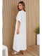 Solid Linen V-Neck Dolman Maxi Dress White-Dress-MILIO MILANO-XS-White-Urbanheer