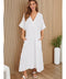 Solid Linen V-Neck Dolman Maxi Dress White-Dress-MILIO MILANO-XS-White-Urbanheer