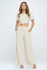 Solid Linen Wide Leg Pants With Pockets-Pants-Renee C.-S-LINEN-Urbanheer