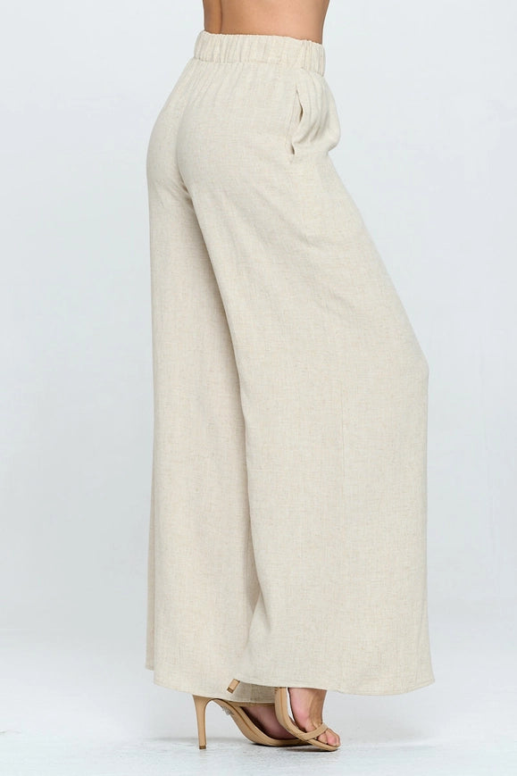 Solid Linen Wide Leg Pants With Pockets-Pants-Renee C.-S-LINEN-Urbanheer