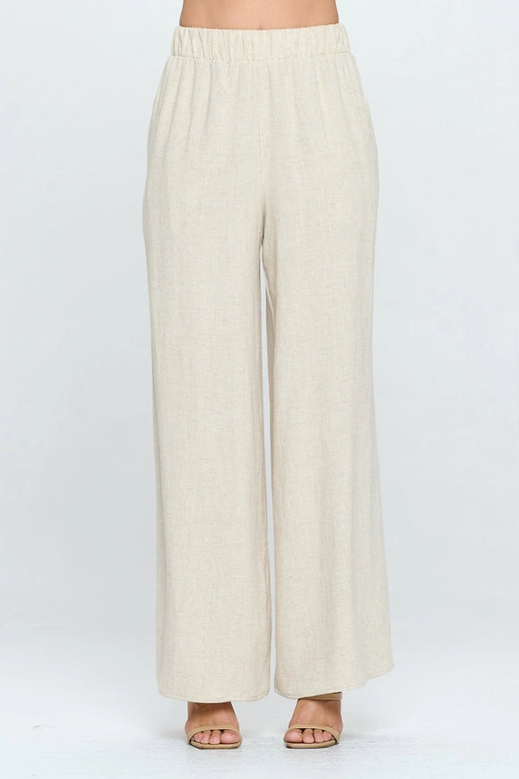 Solid Linen Wide Leg Pants with Pockets-Pants-Renee C.-Urbanheer