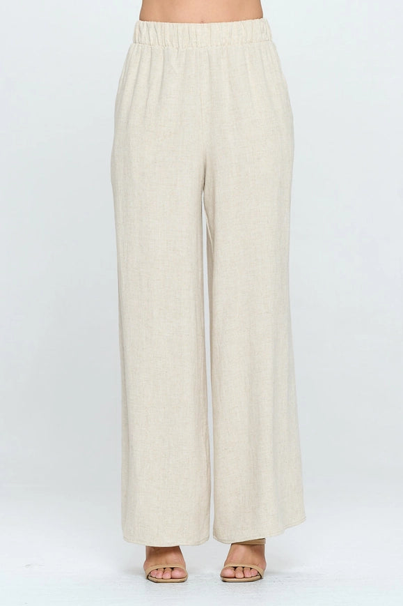 Solid Linen Wide Leg Pants With Pockets-Pants-Renee C.-S-LINEN-Urbanheer